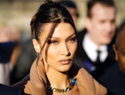 PARIS, FRANCE - JANUARY 16: Bella Hadid is seen, outside Vuitton, during Paris Fashion Week - Menswe...