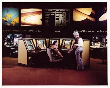 The control centre of the Deep Space Network (DSN) of the Jet Propulsion Laboratory in California, w...