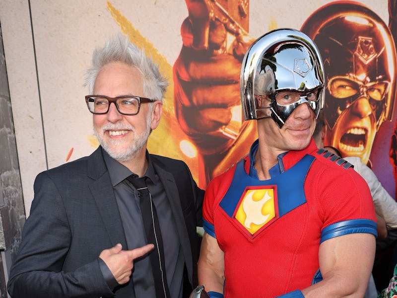 LOS ANGELES, CALIFORNIA - AUGUST 02: (L-R) James Gunn and John Cena attend the Warner Bros. premiere...