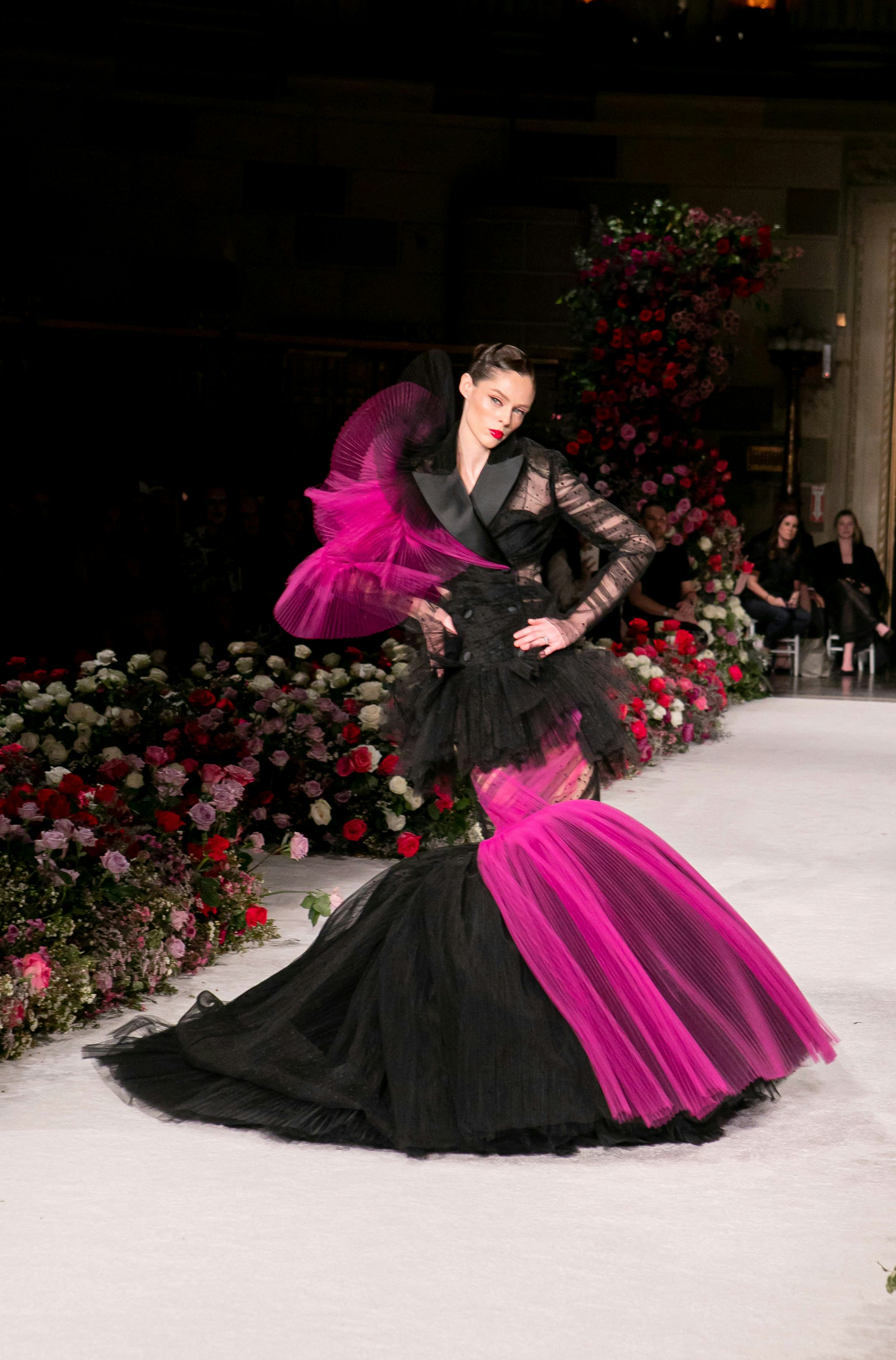 Coco Rocha closes the Christian Siriano Fall/Winter 2023 NYFW Show.
