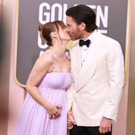 Kaley Cuoco and Tom Pelphrey attend the 80th Annual Golden Globe Awards at The Beverly Hilton on Jan...