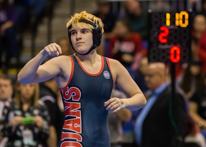 Mack Beggs, a trans wrestler, was the center of a controversy about trans athletes when he was in hi...