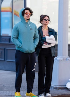 Eric Andre (L) and Emily Ratajkowski are seen in the West Village