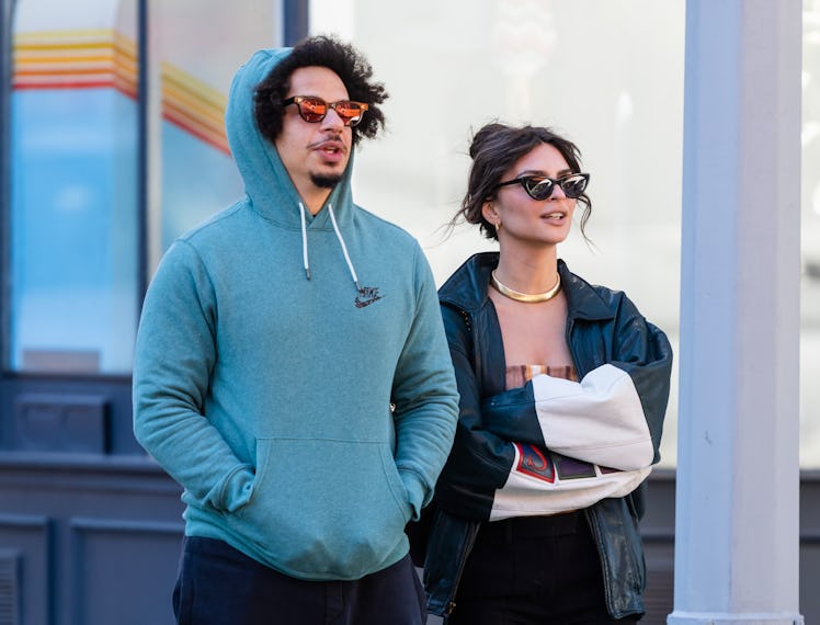 Eric Andre (L) and Emily Ratajkowski are seen in the West Village