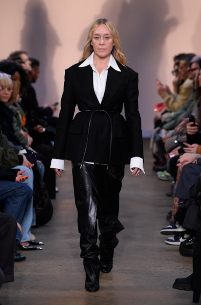Chloë Sevigny on the runway at Proenza Schouler Fall 2023 Ready To Wear Fashion show at Chelsea Fact...