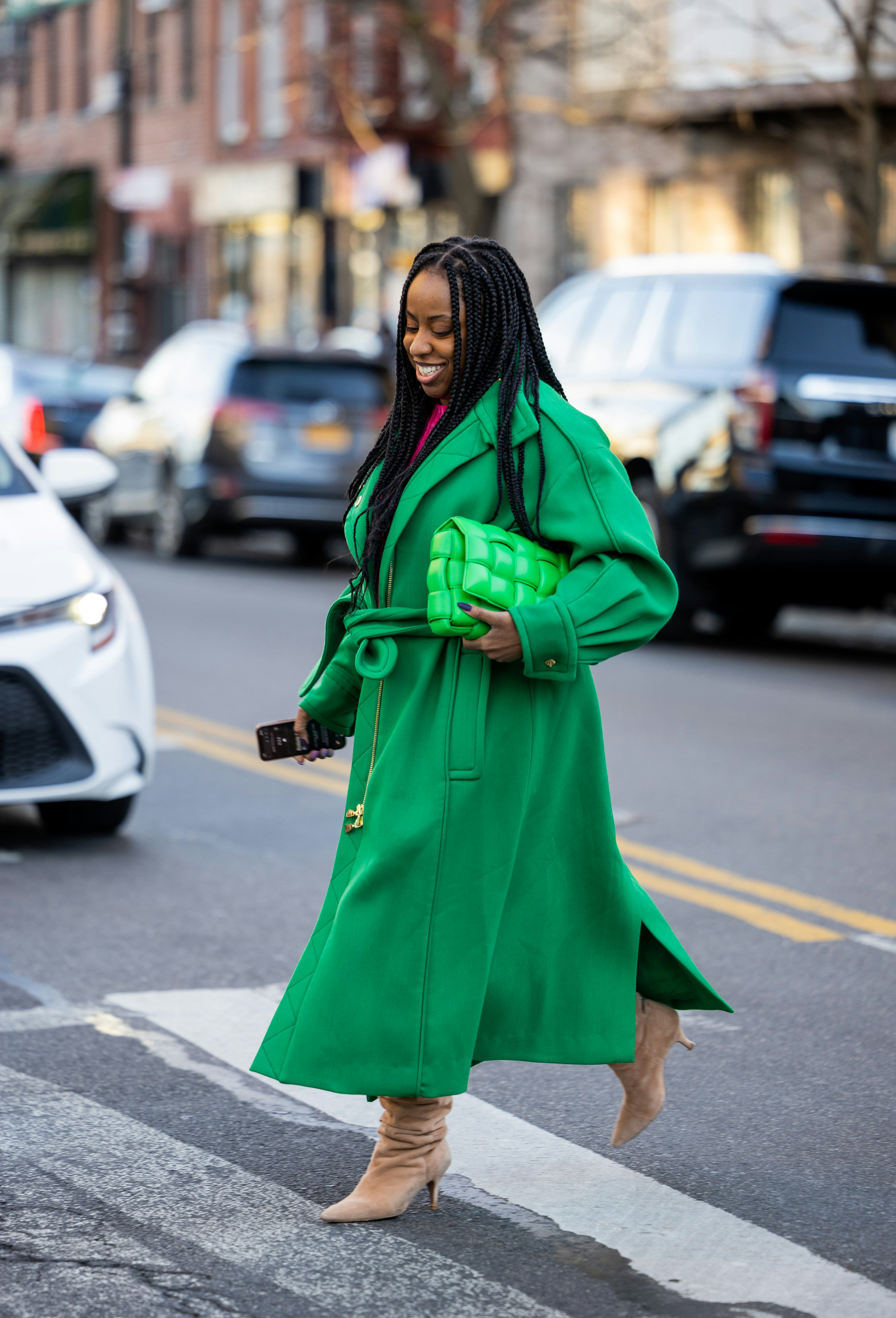 Green coat style sale