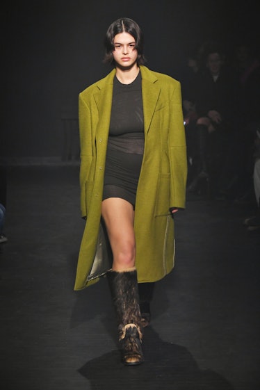 A model walks on the runway at Eckhaus Latta Fall 2023 Ready To Wear Fashion Show during New York Fa...