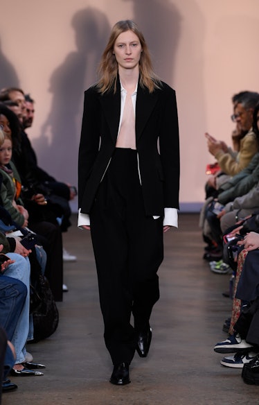 Model on the runway at Proenza Schouler Fall 2023 Ready To Wear Fashion show at Chelsea Factory on F...