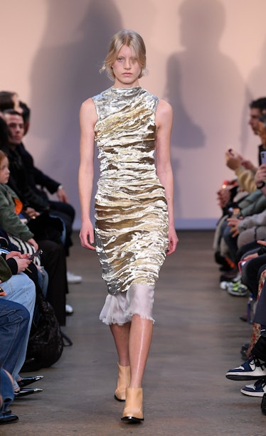 Model on the runway at Proenza Schouler Fall 2023 Ready To Wear Fashion show at Chelsea Factory on F...