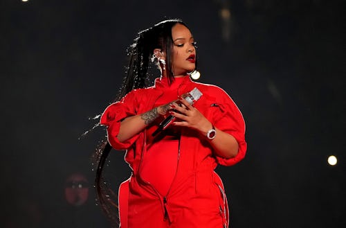 GLENDALE, ARIZONA - FEBRUARY 12: Rihanna performs during Apple Music Super Bowl LVII Halftime Show a...