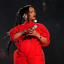 GLENDALE, ARIZONA - FEBRUARY 12: Rihanna performs during Apple Music Super Bowl LVII Halftime Show a...