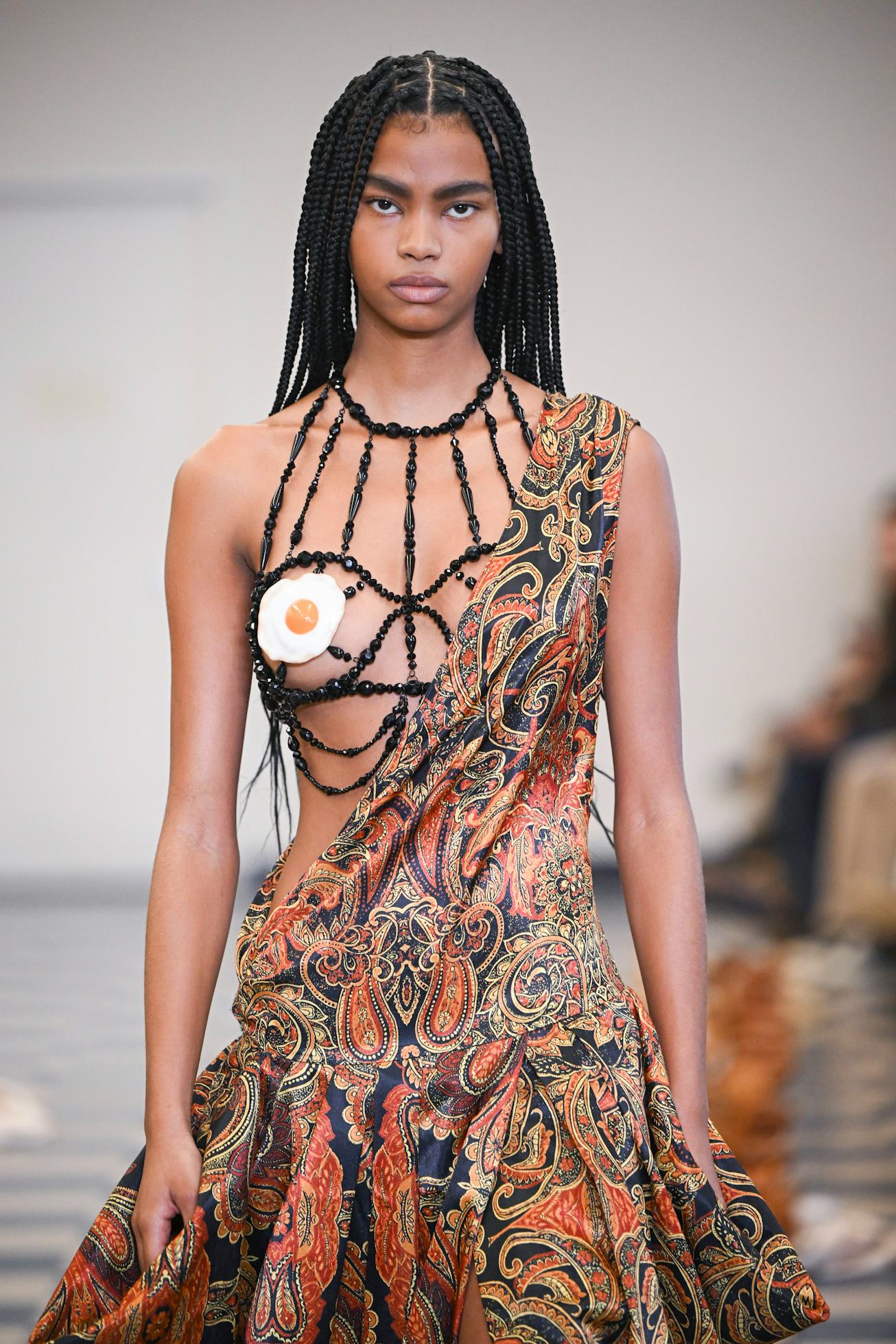 NEW YORK, USA - FEBRUARY 12: A model walks the runway during the Puppets & Puppets Ready to Wear Fal...