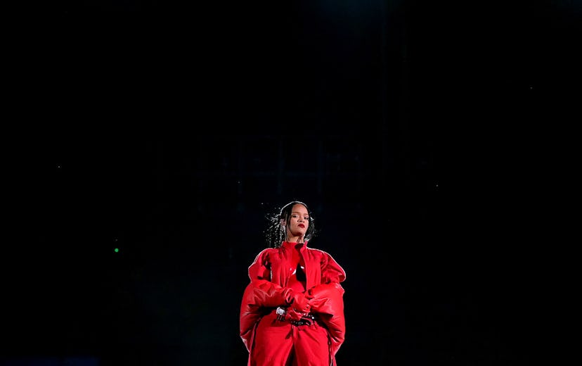 GLENDALE, ARIZONA - FEBRUARY 12: Rihanna performs during Apple Music Super Bowl LVII Halftime Show a...