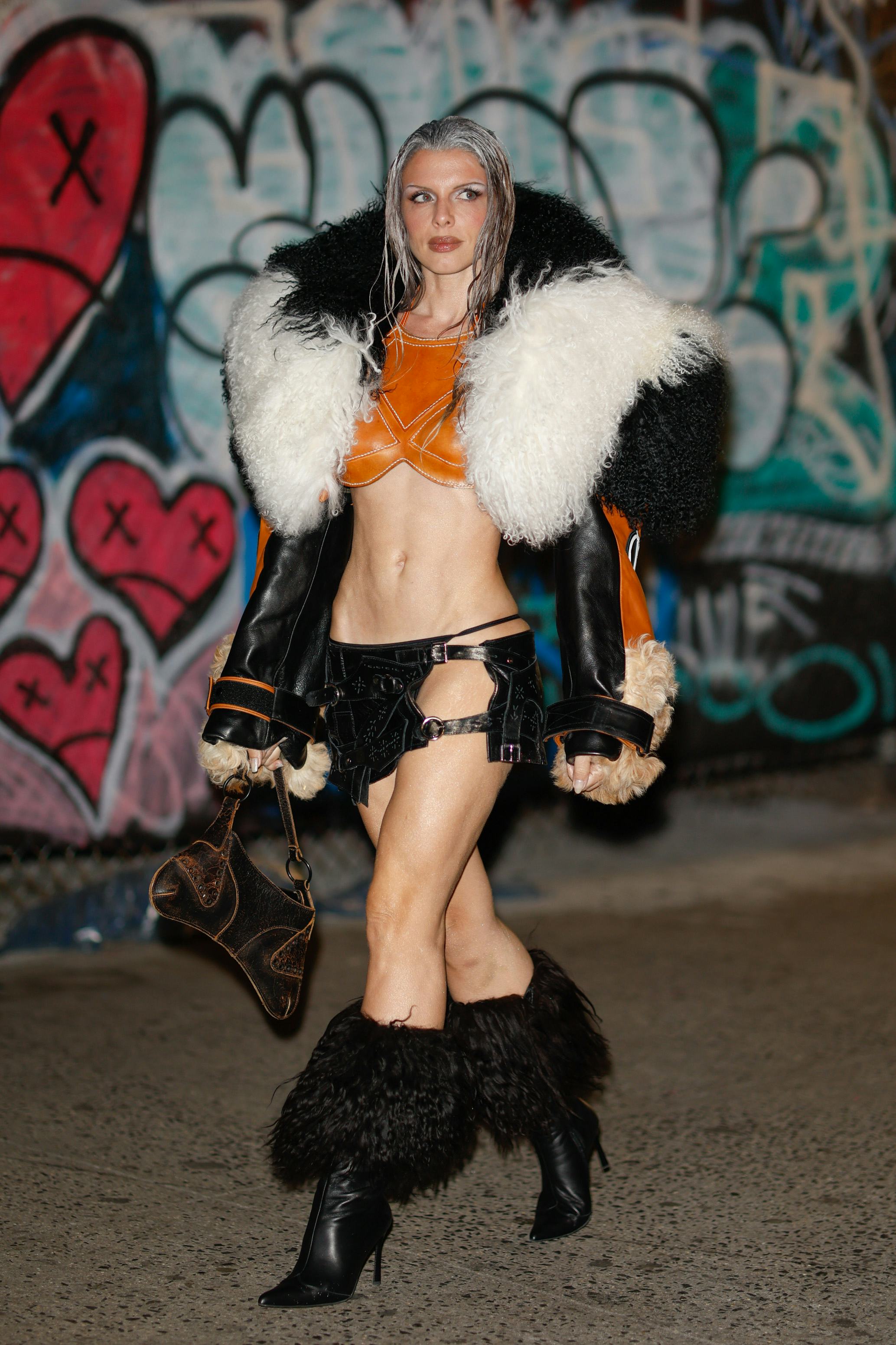 At New York Fashion Week, Julia Fox was the latest to take on the visible thong trend.