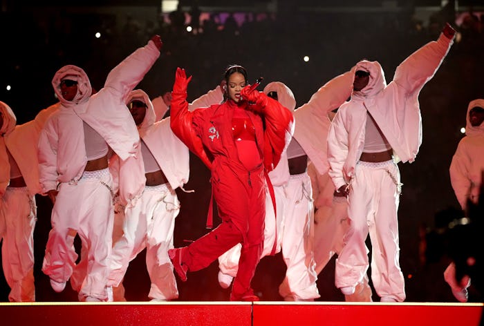 GLENDALE, ARIZONA - FEBRUARY 12: Rihanna performs during Apple Music Super Bowl LVII Halftime Show a...