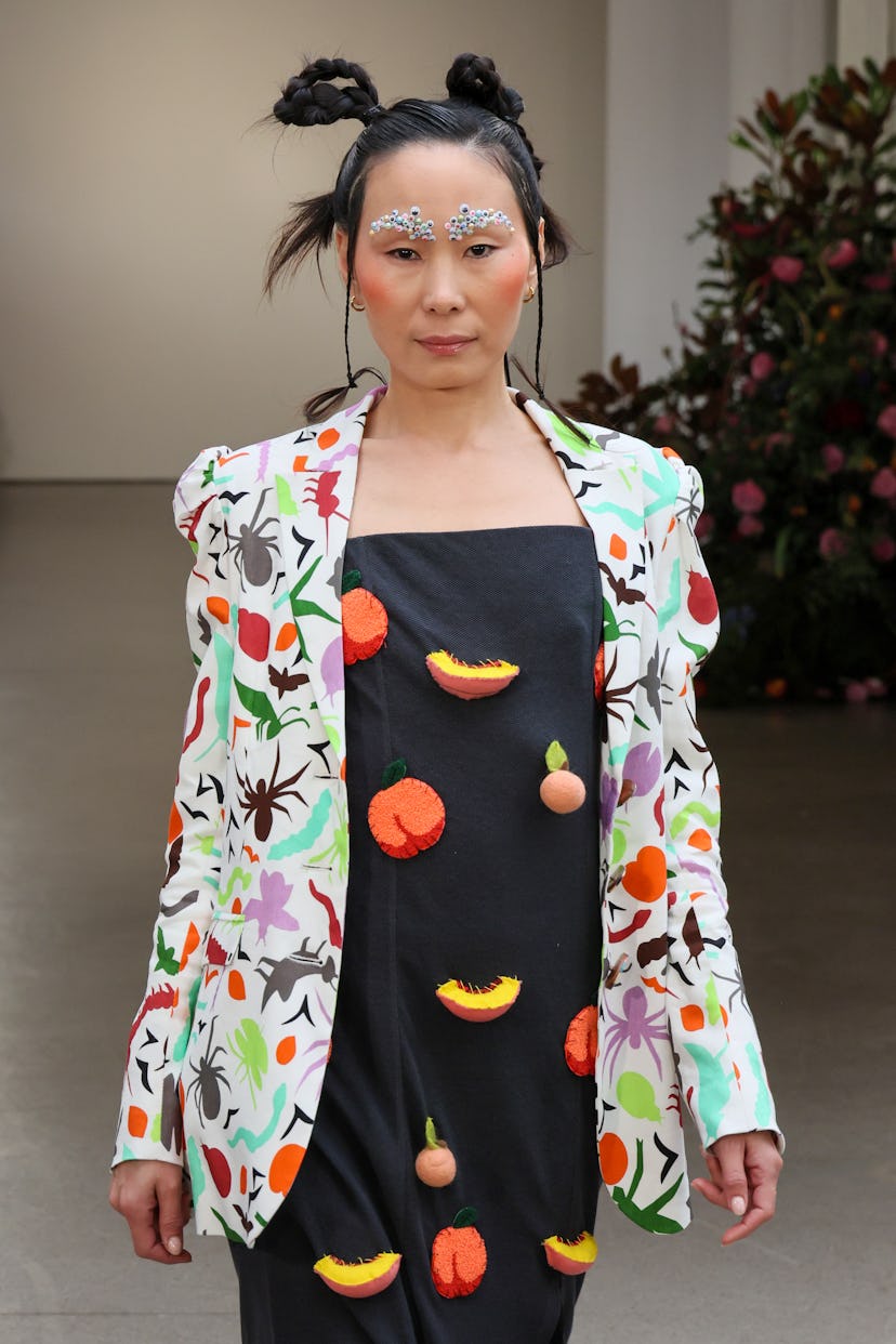 NEW YORK, NEW YORK - FEBRUARY 12: A model walks the runway at the Melke show during New York Fashion...