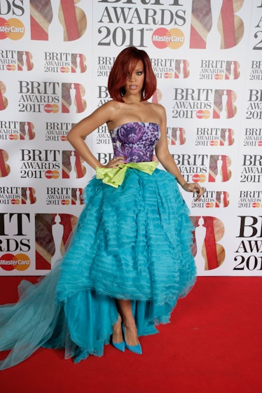 Rihanna attends the red carpet during The BRIT Awards 2011 