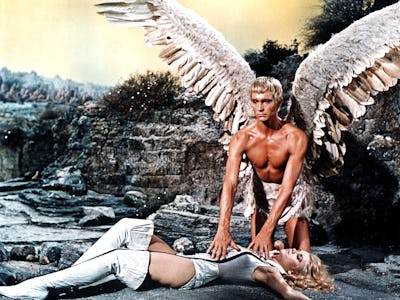 American actress Jane Fonda as Barbarella and actor John Phillip Law (1937 - 2008) as the blind ange...