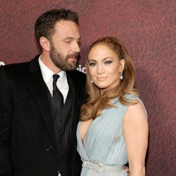 HOLLYWOOD, CALIFORNIA - DECEMBER 12: (L-R) Ben Affleck and Jennifer Lopez attend the Los Angeles pre...
