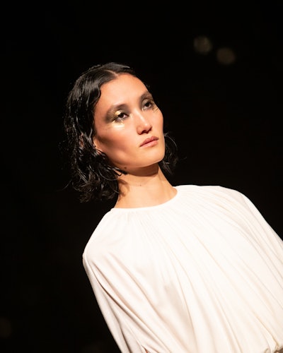A model walks the runway at Altuzarra Fall 2023 Ready To Wear Fashion Show at the New York Public Li...