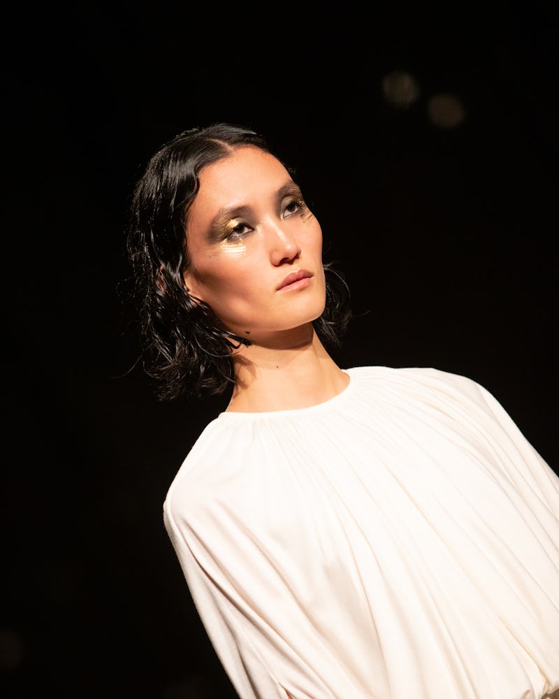 A model walks the runway at Altuzarra Fall 2023 Ready To Wear Fashion Show at the New York Public Li...