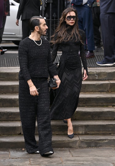 Victoria Beckham attends a memorial service to honour and celebrate the life of Dame Vivienne Westwo...