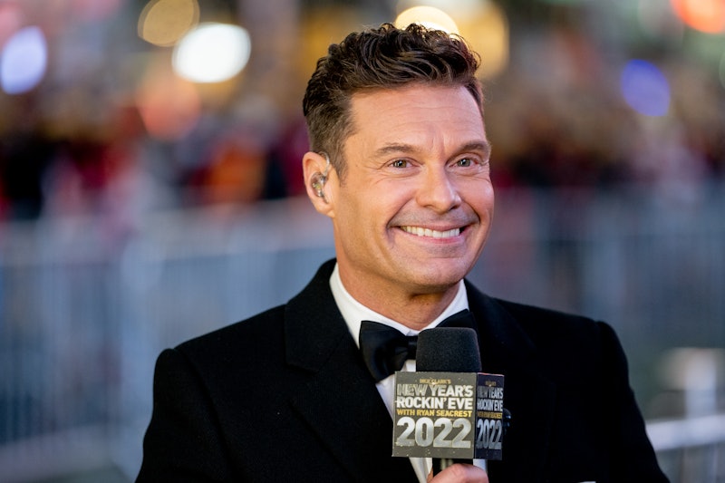 NEW YORK, NEW YORK - DECEMBER 31: Ryan Seacrest hosts the Times Square New Years Eve Celebration on ...