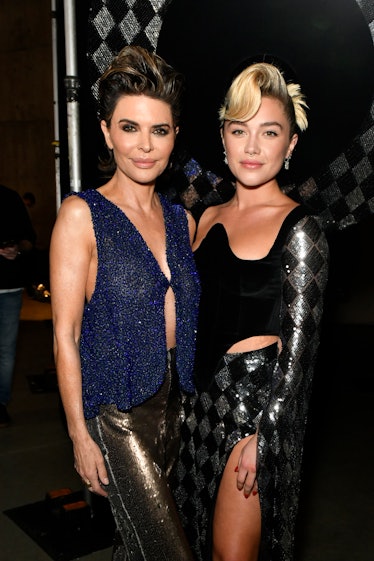 Lisa Rinna and Florence Pugh attend the Harris Reed show 