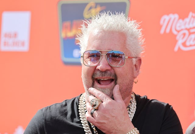 GLENDALE, ARIZONA - FEBRUARY 12: Guy Fieri is interviewed at Guy Fieri's Flavortown Tailgate on Febr...