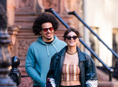 NEW YORK, NEW YORK - FEBRUARY 10: Eric Andre (L) and Emily Ratajkowski are seen in the West Village ...