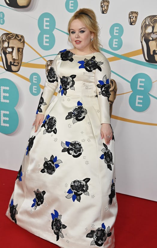 Nicola Coughlan arrives at the EE BAFTA Film Awards 2023