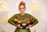 LOS ANGELES - FEBRUARY 12: Adele poses for photographs backstage at THE 59TH ANNUAL GRAMMY AWARDS, b...