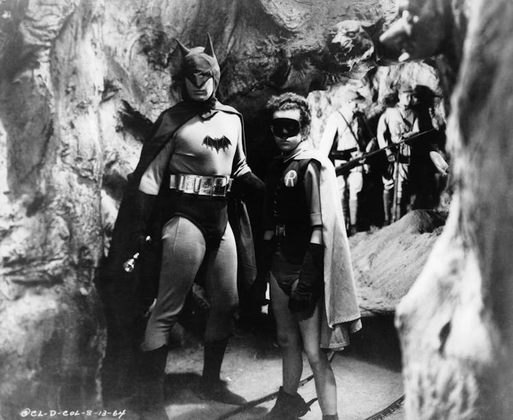 Lewis Wilson as Batman and Douglas Croft as Robin in a scene from the film 'Batman', 1943.  (Photo b...
