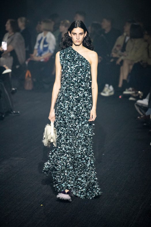 A model walks the runway at the Burberry show during London Fashion Week February 2023 