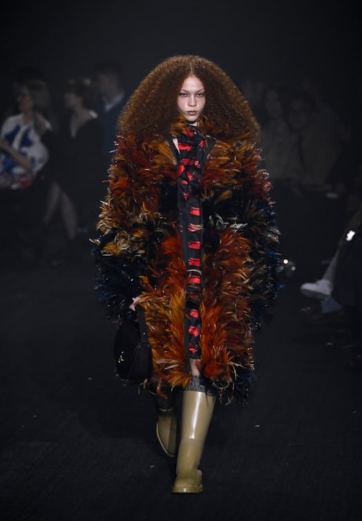 A model walks the runway at the Burberry show during London Fashion Week February 2023 