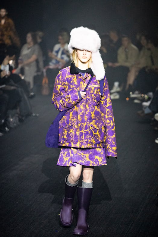 A model walks the runway at the Burberry show during London Fashion Week February 2023 