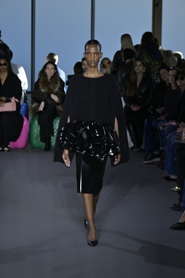 Model on the runway at Christopher Kane Fall 2023 Ready To Wear Fashion Show at The Block on Februar...