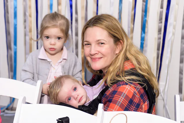 Drew Barrymore, Olive Barrymore Kopelman and Frankie Barrymore Kopelman attend Baby2Baby Holiday Par...