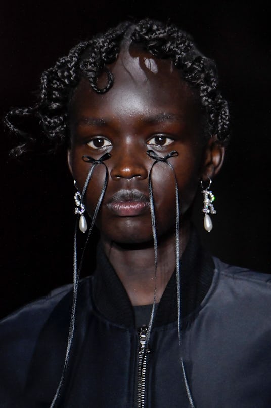 LONDON, ENGLAND - FEBRUARY 18: A model walks the runway during the Simone Rocha Ready to Wear Fall/W...