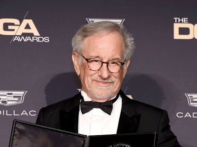 BEVERLY HILLS, CALIFORNIA - FEBRUARY 18: Steven Spielberg accepts a DGA Awards Feature Film Medallio...