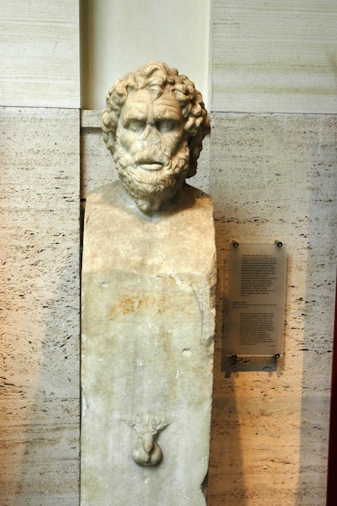A Herm statue possibly of the Greek philosopher Solon. Roman copy of a Greek original. Herms were ta...