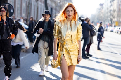 Bright red hair was beauty trend spotted during MFW.