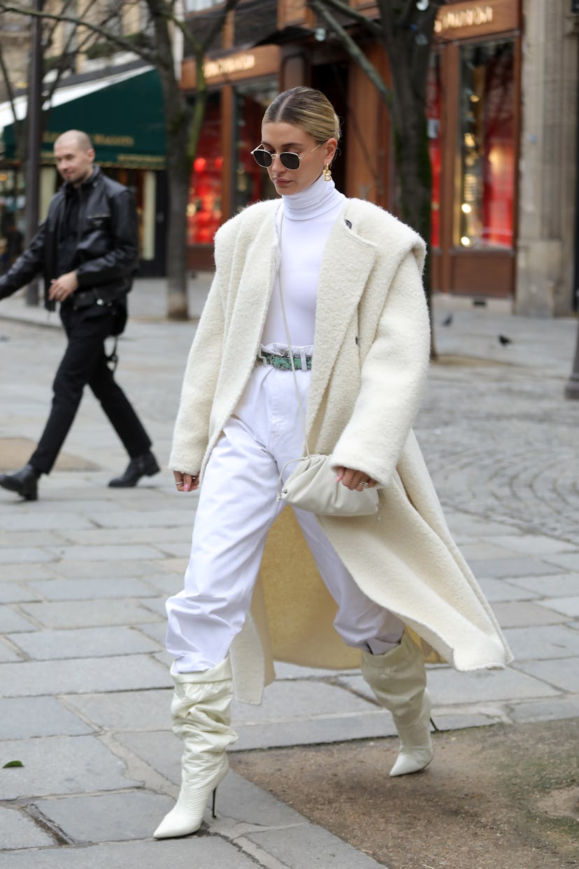 Hailey Bieber after a meal in Paris. 