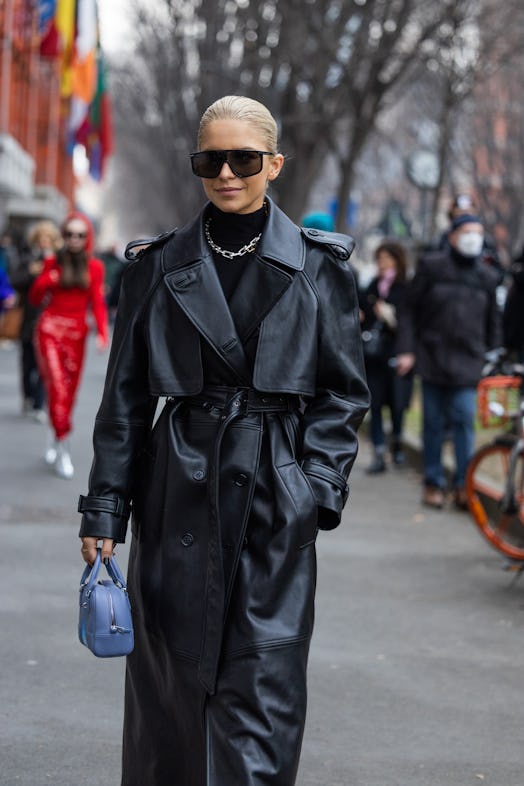 Platinum blonde hair is a big street style trend during Milan Fashion Week F/W 20203