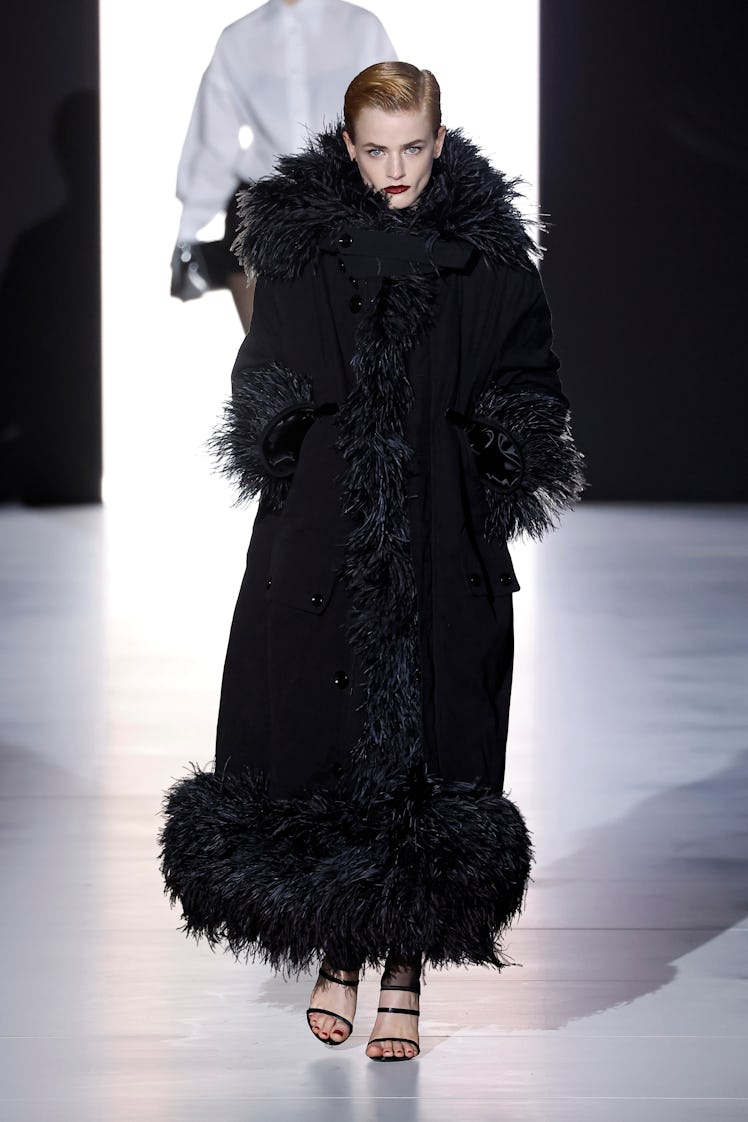 A model walks the runway at the Dolce & Gabbana fashion show during the Milan Fashion Week Womenswea...