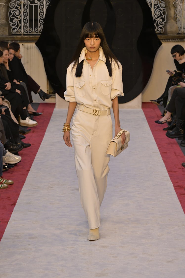 Model on the runway at Bally Fall 2023 Ready To Wear Fashion Show on February 25, 2023 in Milan, Ita...