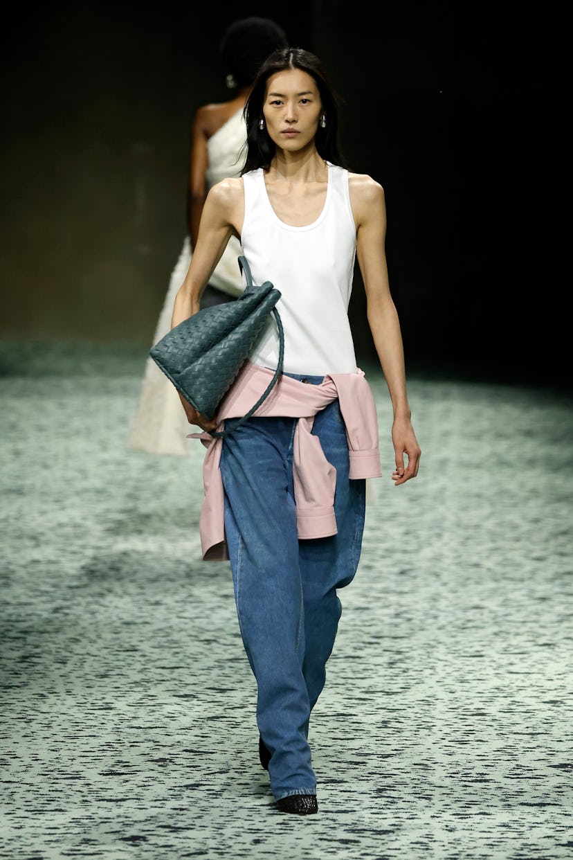 A model walks the runway at the Bottega Veneta fashion show during the Milan Fashion Week Womenswear...