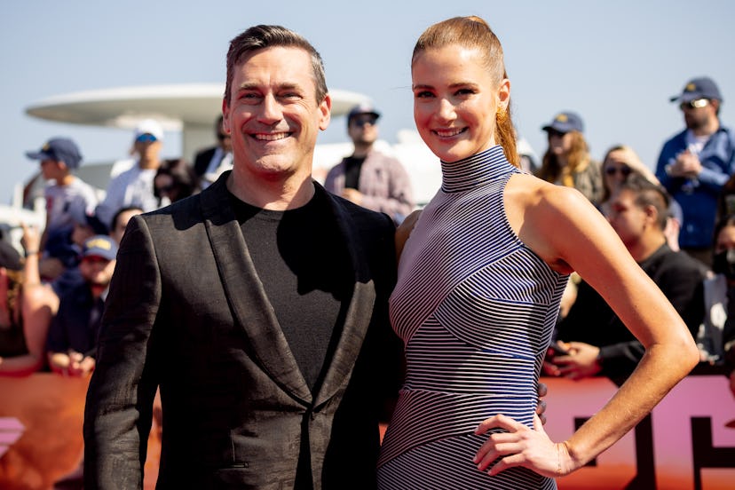 SAN DIEGO, CALIFORNIA - MAY 04: Jon Hamm and Anna Osceola attend the 'Top Gun: Maverick' world premi...