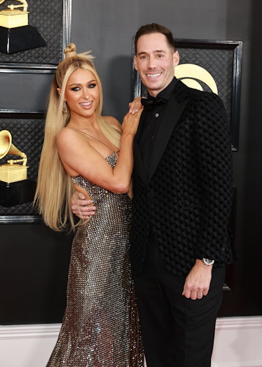 Paris Hilton and Carter Reum attend the 65th GRAMMY Awards 