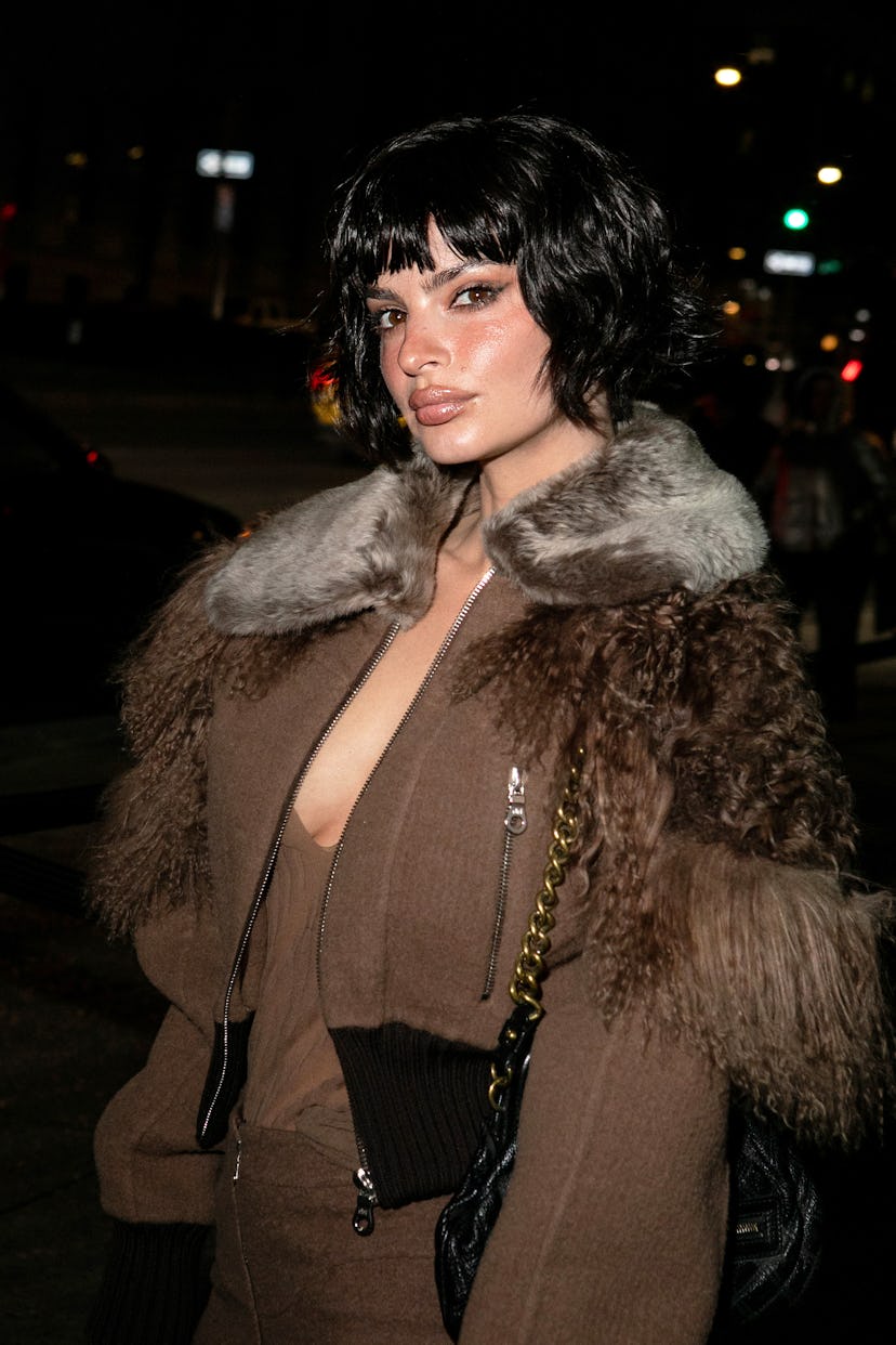 Emily Ratajkowski wearing a bob with bangs